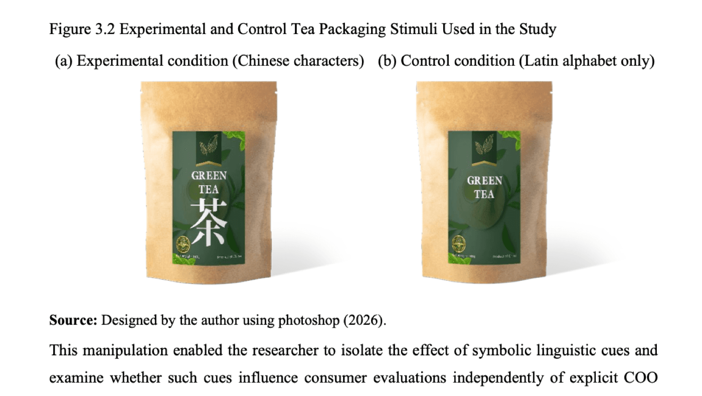 Experimental and control Chinese tea packages used to test symbolic country-of-origin cues